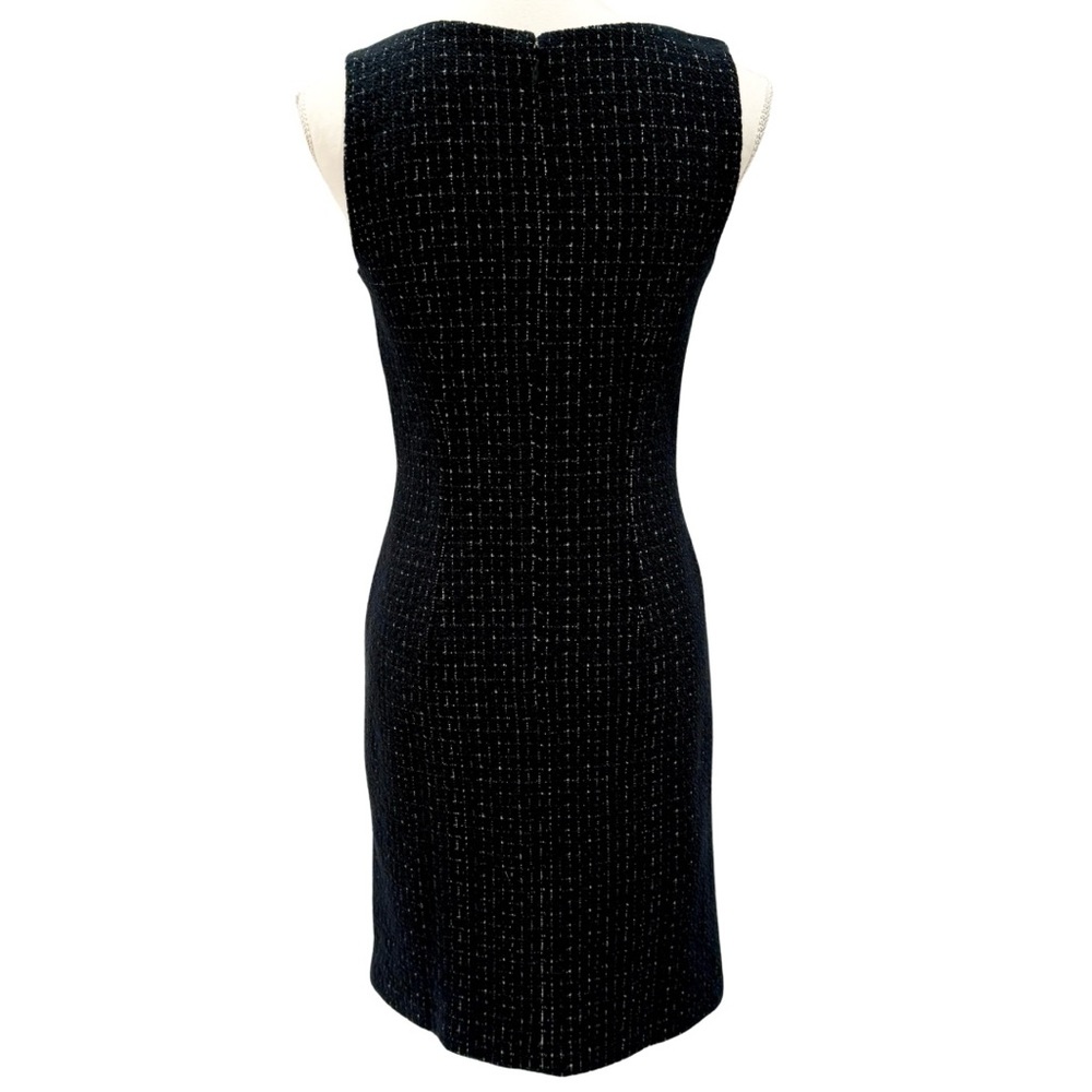Ann Taylor Stretch Tweed Sleeveless Dress- Black & White | V-Neck (0P) LIKE NEW! - Picture 11 of 14